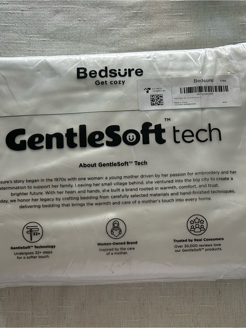 Bedsure GentleSoft Tech Duvet Cover - White Full Size, Soft Polyester.